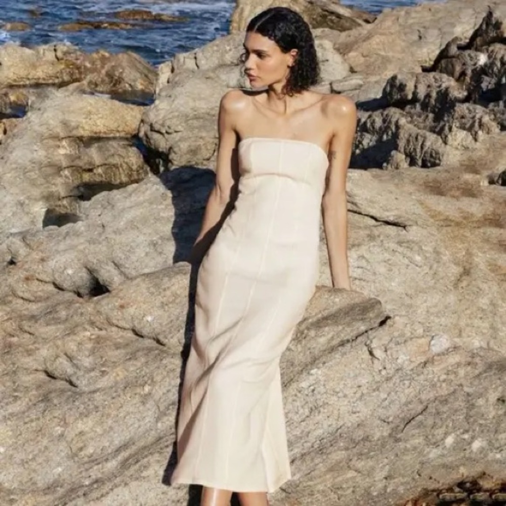 Zara Cream Strapless Dress